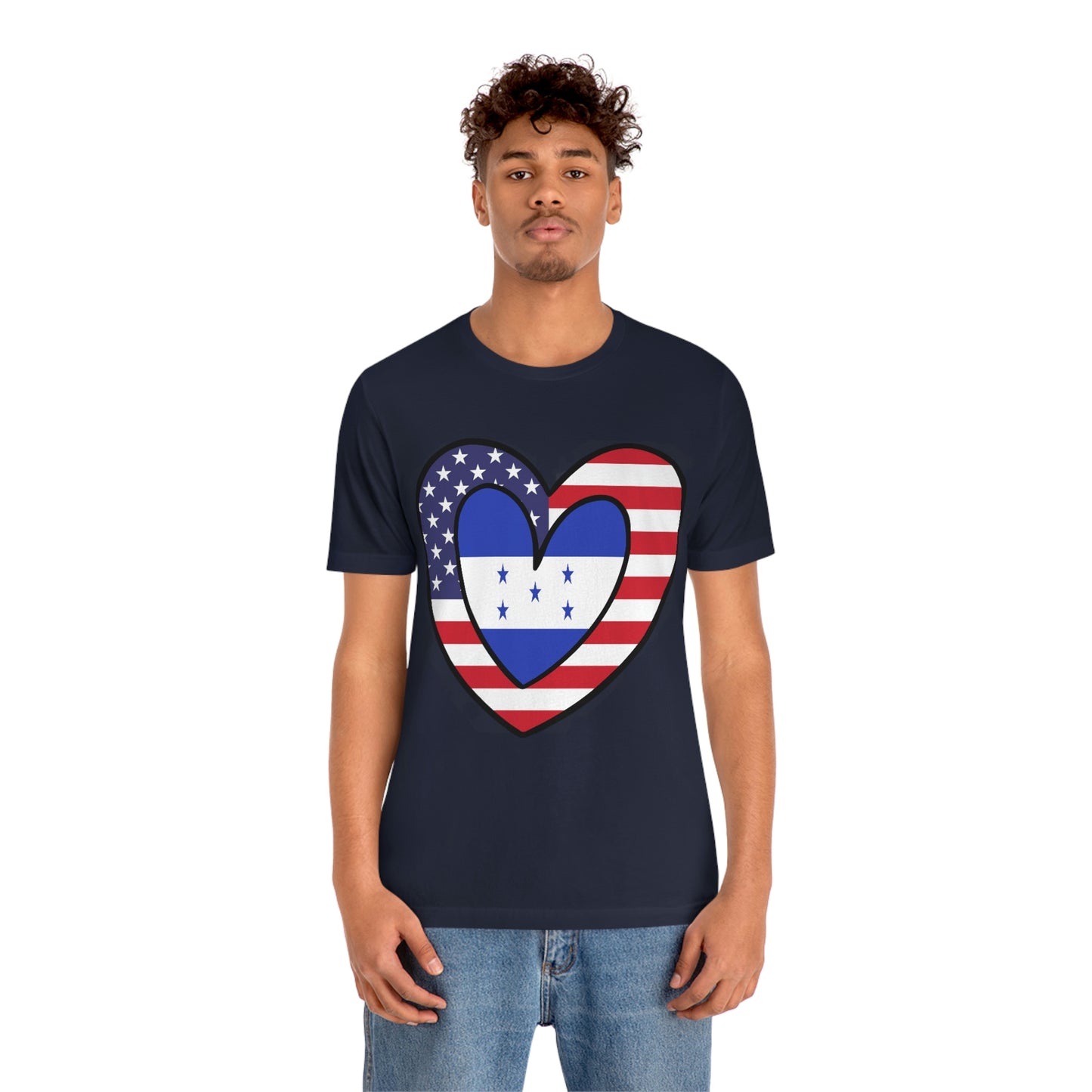 Honduran American Heart Valentines Day Gift Tee Shirt | Half Honduras USA Flag T-Shirt