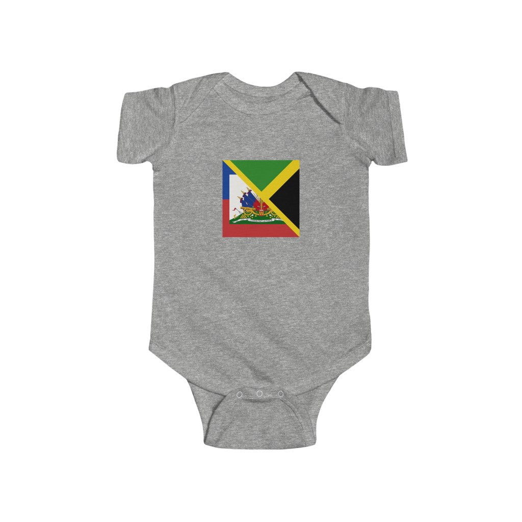 Haitian Jamaican Flag Baby Bodysuit | Haiti Jamaica Unisex Baby Boy Girl