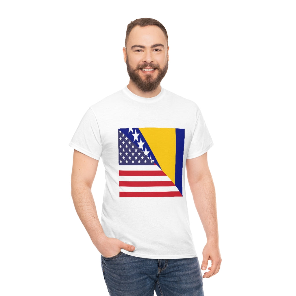 Bosnia and Herzegovina American Flag Tee Shirt | Bosnia USA Tshirt