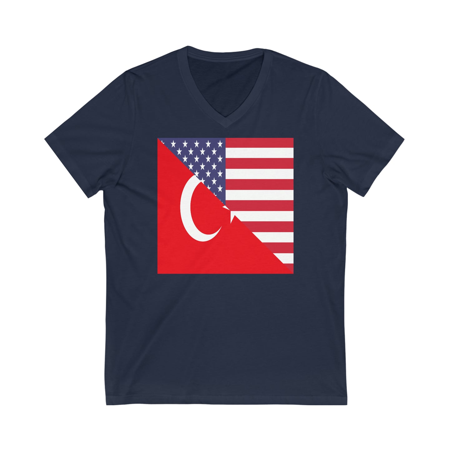 Turkey American Flag Half Turkish USA V-Neck T-Shirt | Unisex Vee Shirt