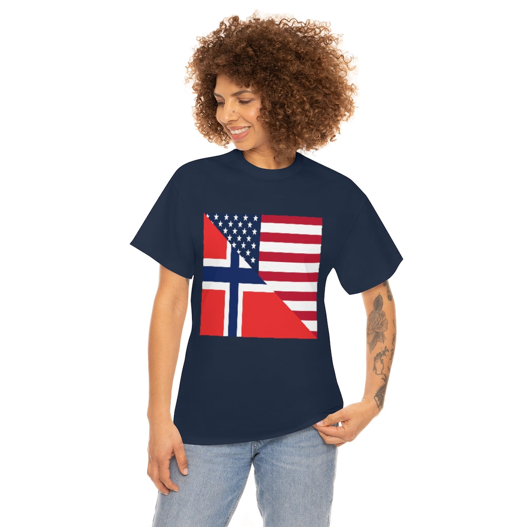 Norwegian American Flag Tee Shirt | Unisex Norway USA Tshirt