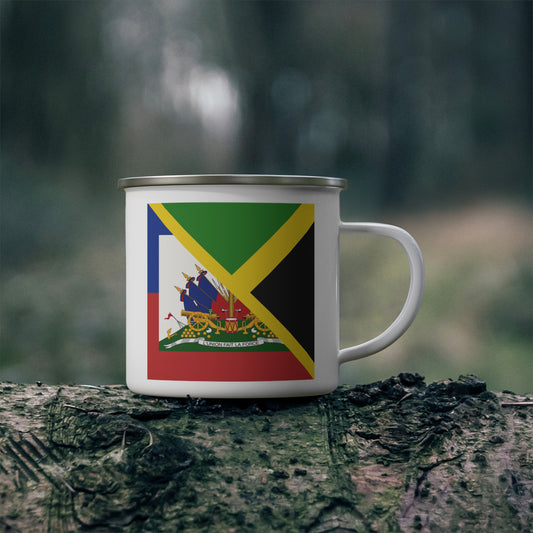 Haitian Jamaican Flag | Half Jamaica Haiti 12oz Enamel Mug