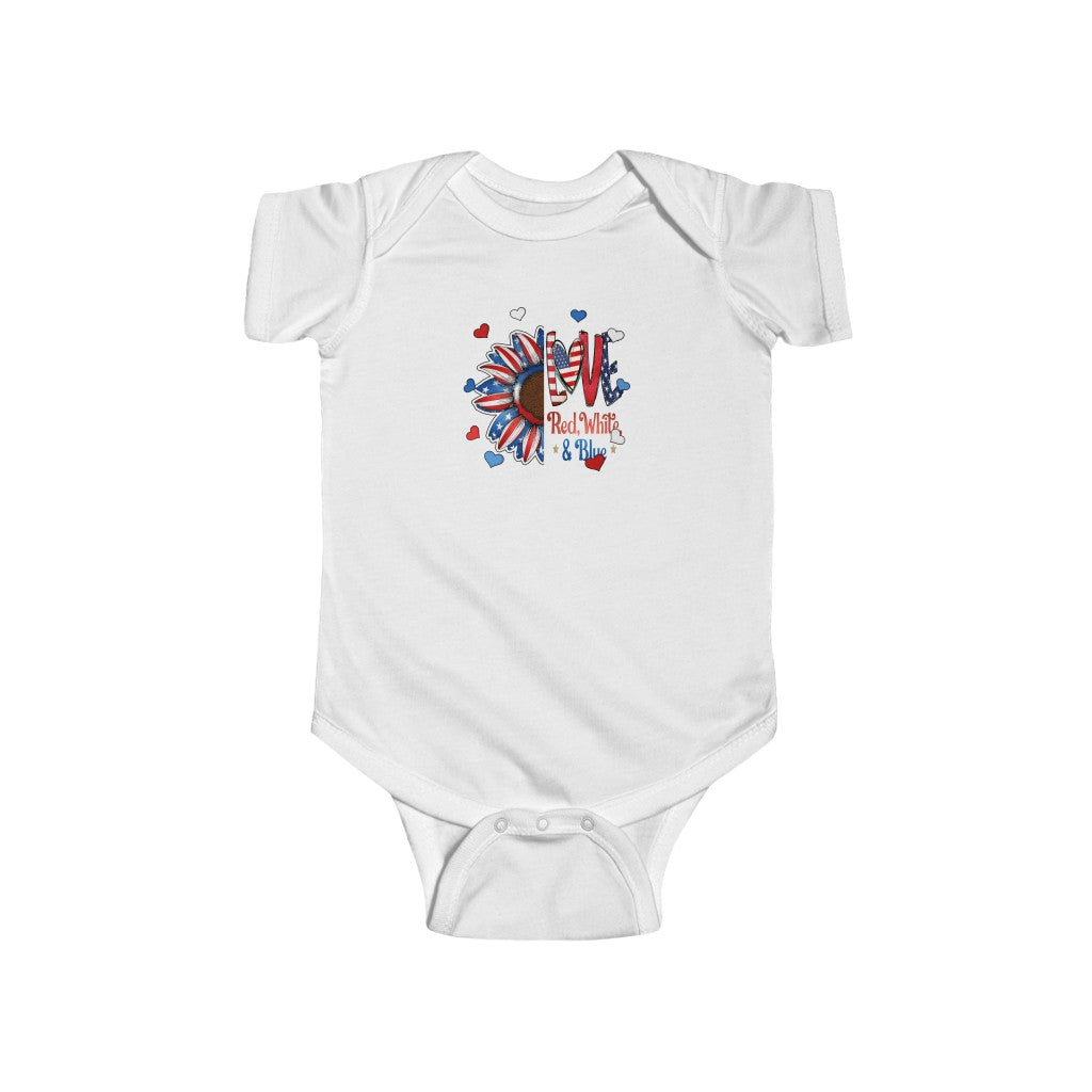 USA Flag Independence Day Baby Bodysuit | Girl Boy Red White Blue Newborn | July 4th