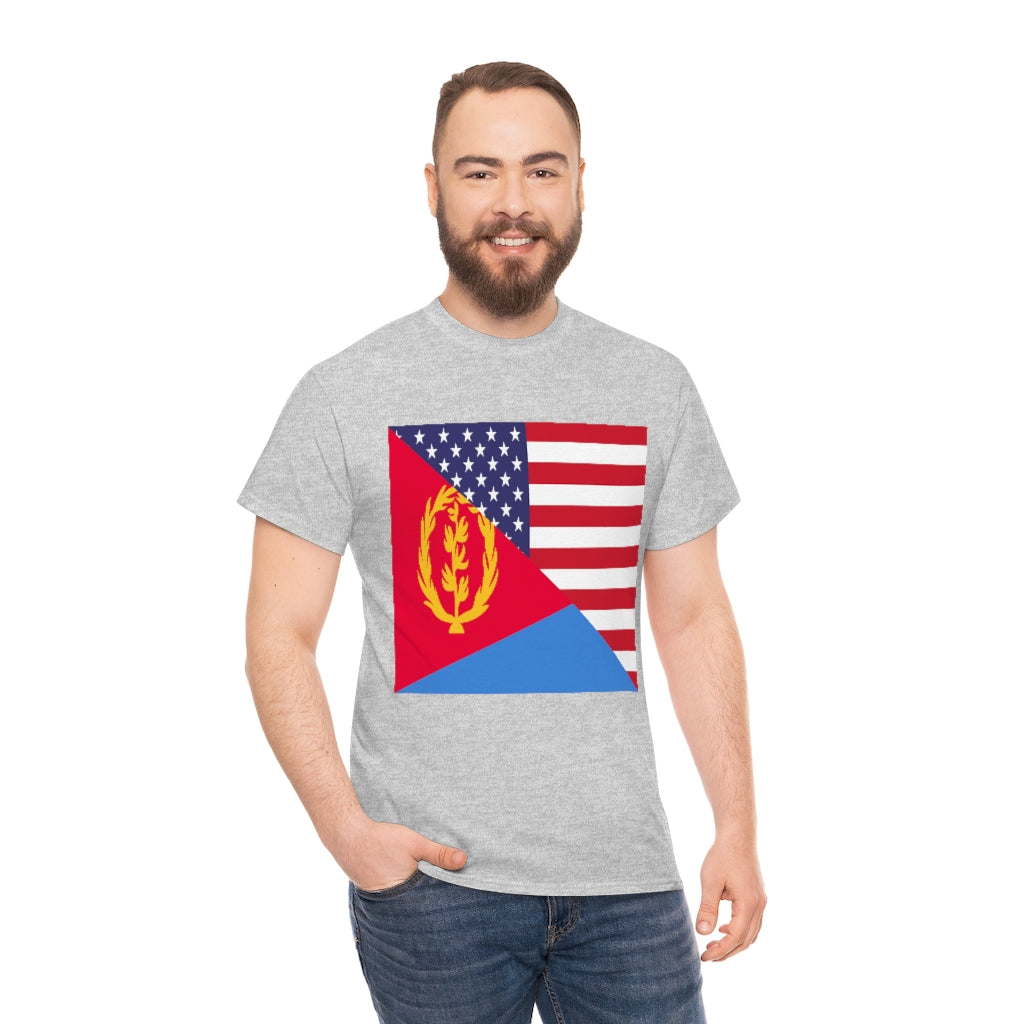 Eritrea American Flag Tee Shirt | Unisex Eritrean USA Tshirt