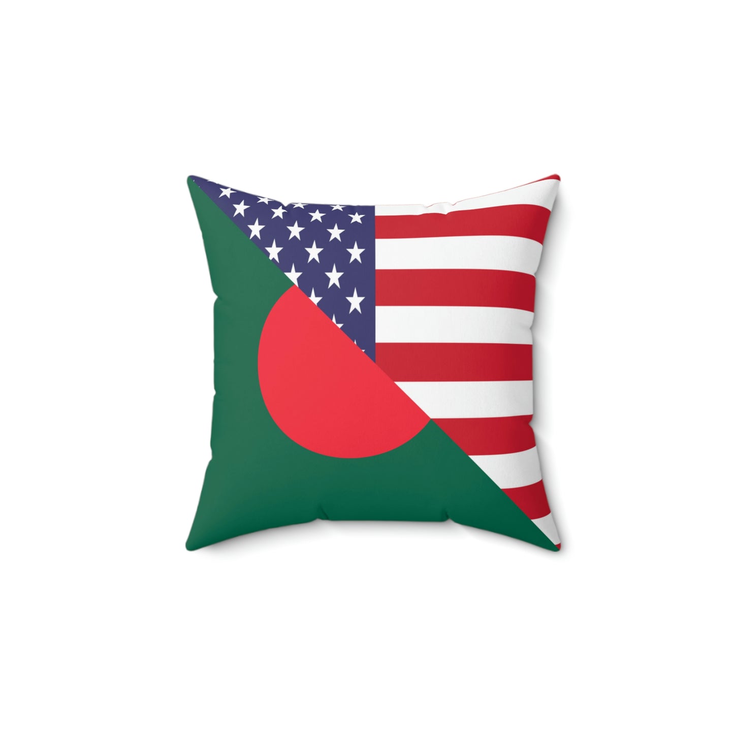 Bangladesh American Flag Half USA Spun Polyester Square Pillow