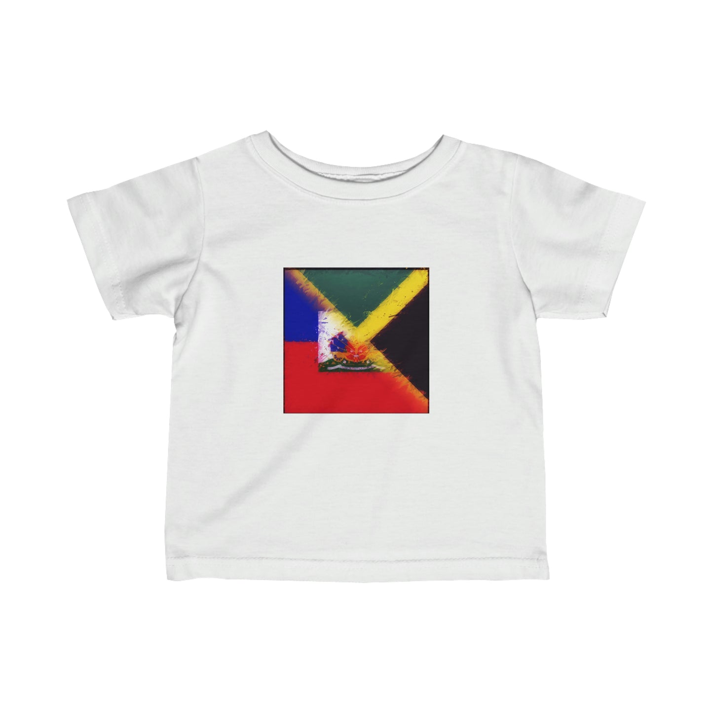 Infant Haitian Jamaican Painted Flag | Haiti Jamaica Toddler Tee Shirt