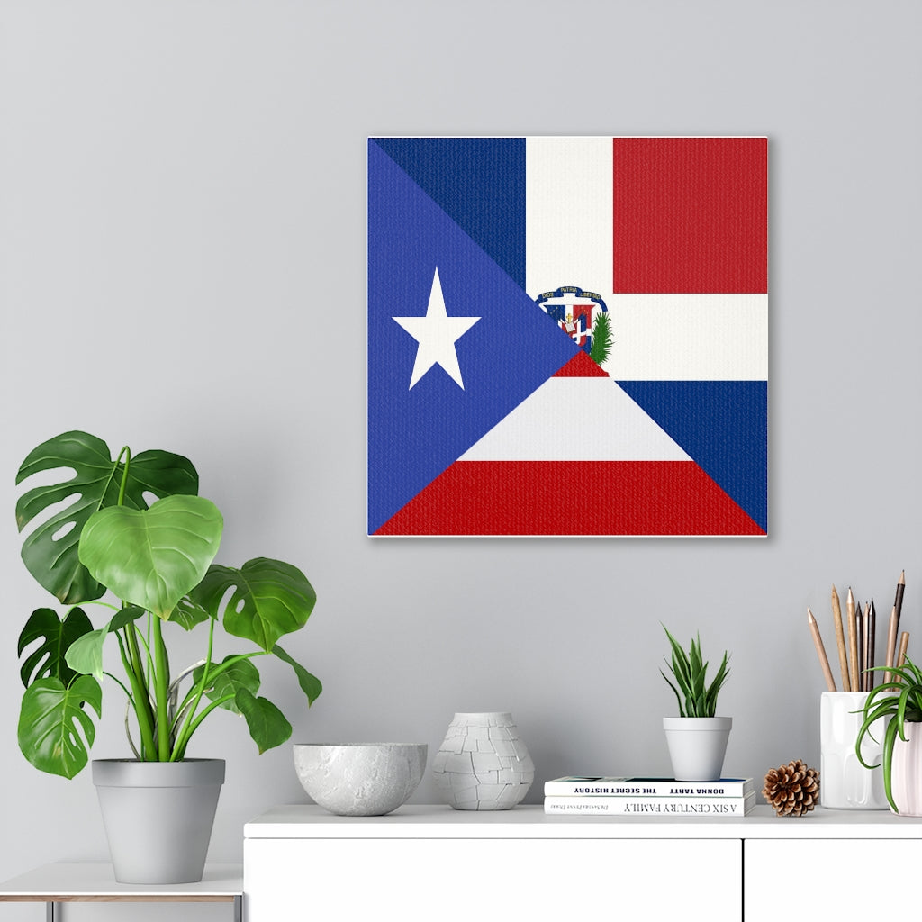 Puerto Rican Dominican Republic Flag Canvas Gallery Wraps | PR DR