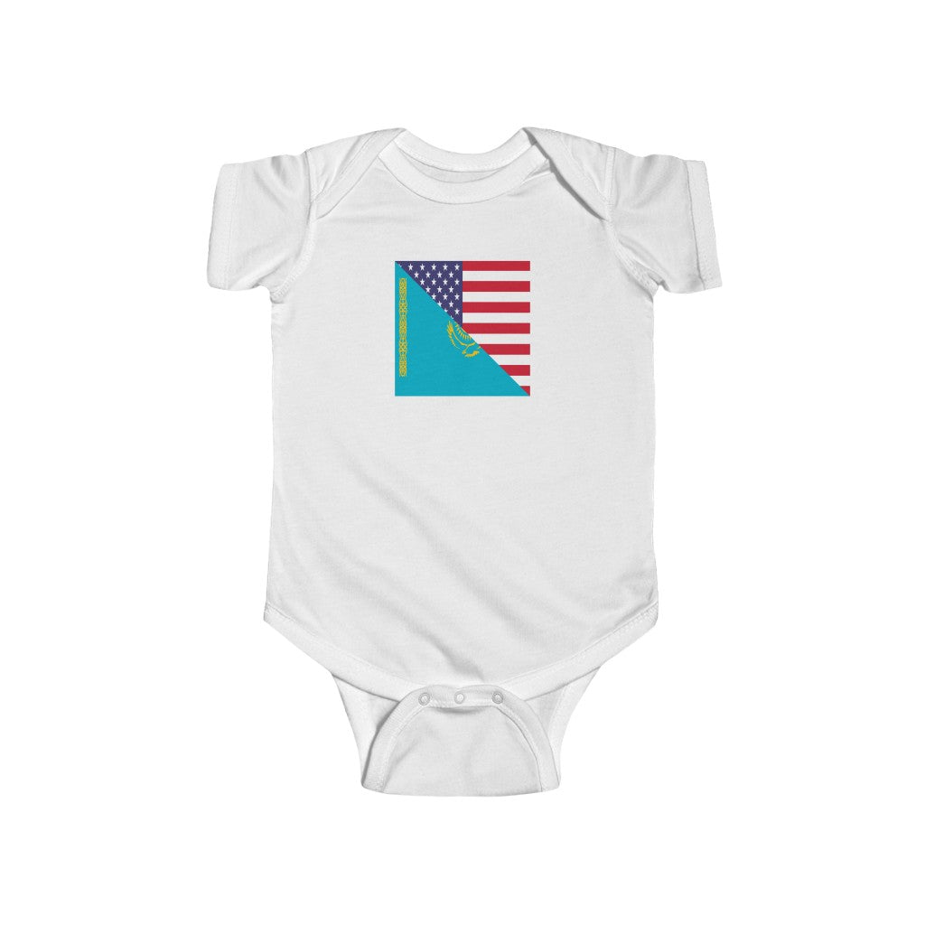 Kazakhstan American Flag Baby Bodysuit | Kazakhs Newborn Girl Boy