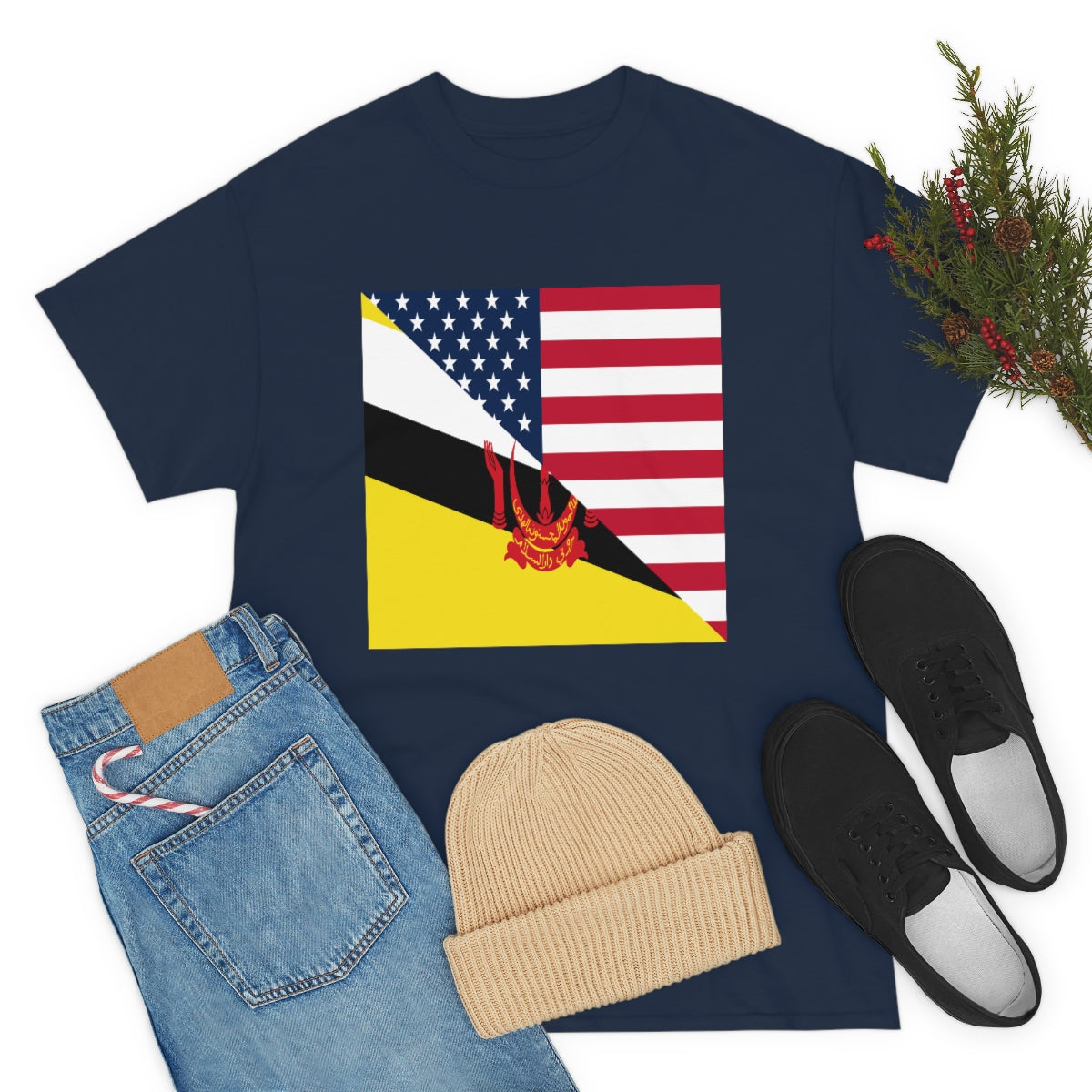 Brunei American Flag Half Bruneian USA T-Shirt | Unisex Tee Shirt