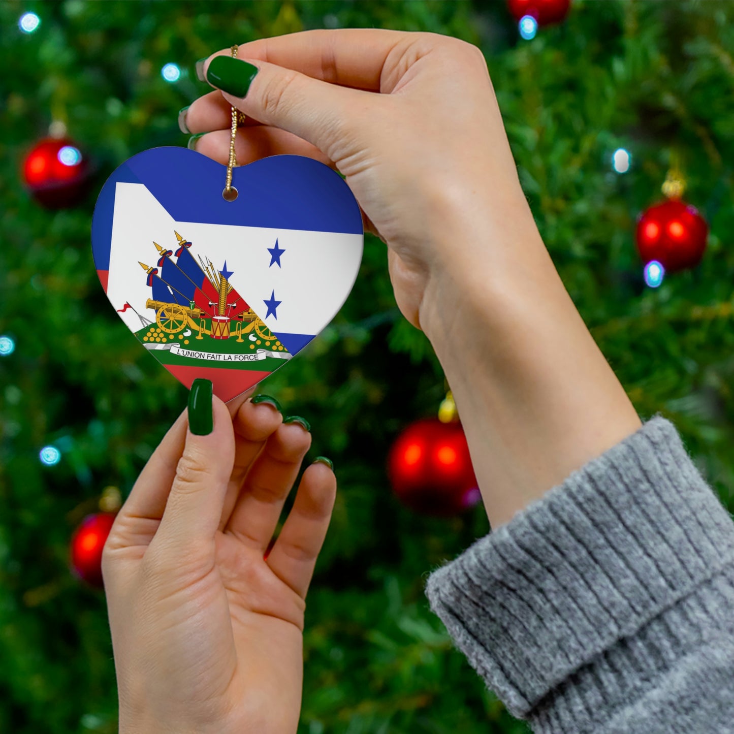 Haitian Honduran Flag Ceramic Ornaments | Haiti Honduras Christmas Tree