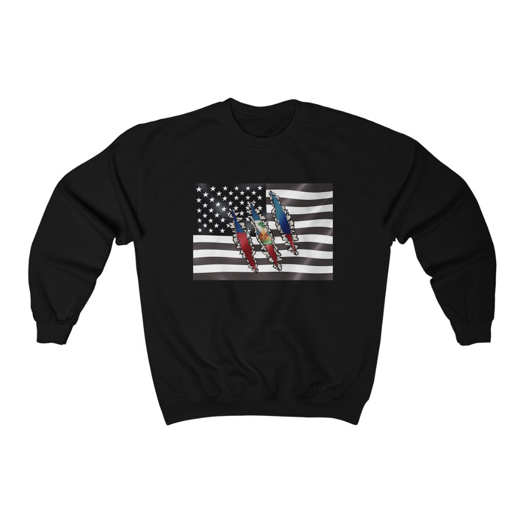 Haitian American Flag Sweatshirt | Haiti United States Men Women Pullover