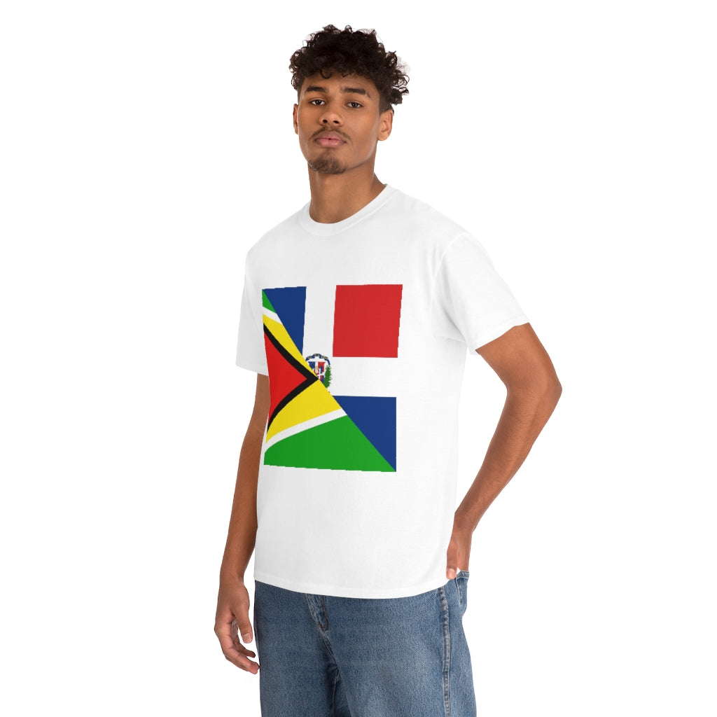 Guyanese Dominican Republic Flag Tee Shirt | Unisex Guyana DR T-shirt