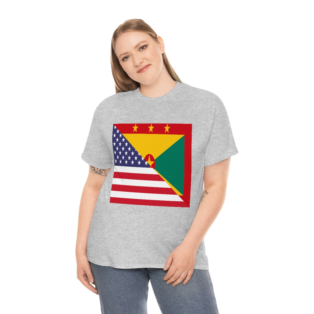 Grenadan American Flag Half Grenada USA T-Shirt | Unisex Tee Shirt