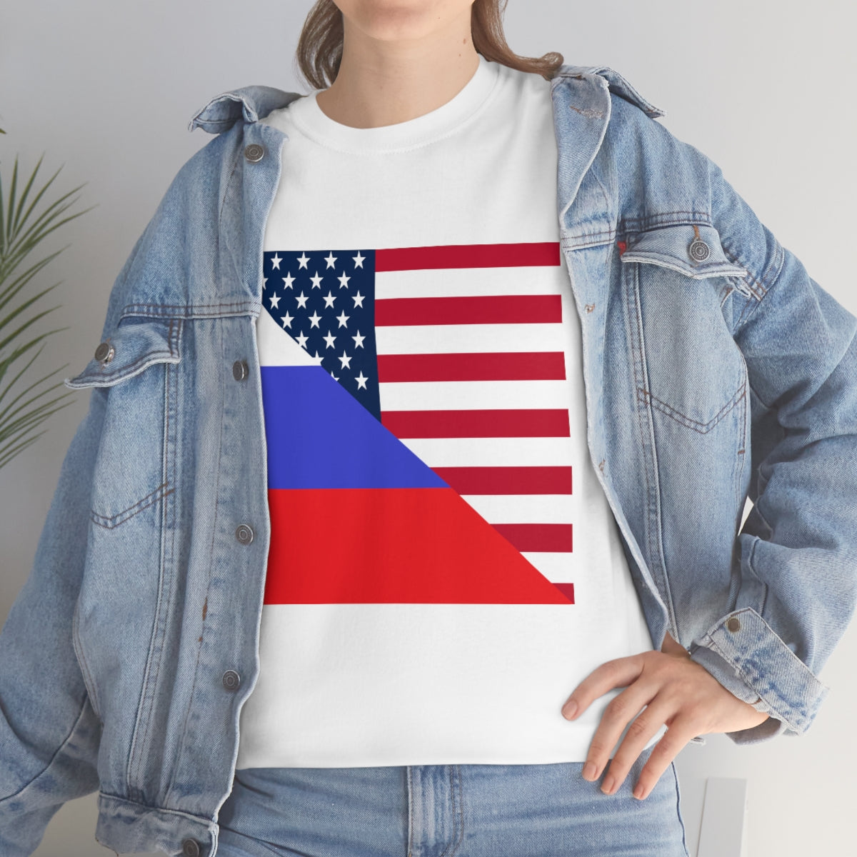 Russian American Flag Half Russia USA T-Shirt | Unisex Tee Shirt