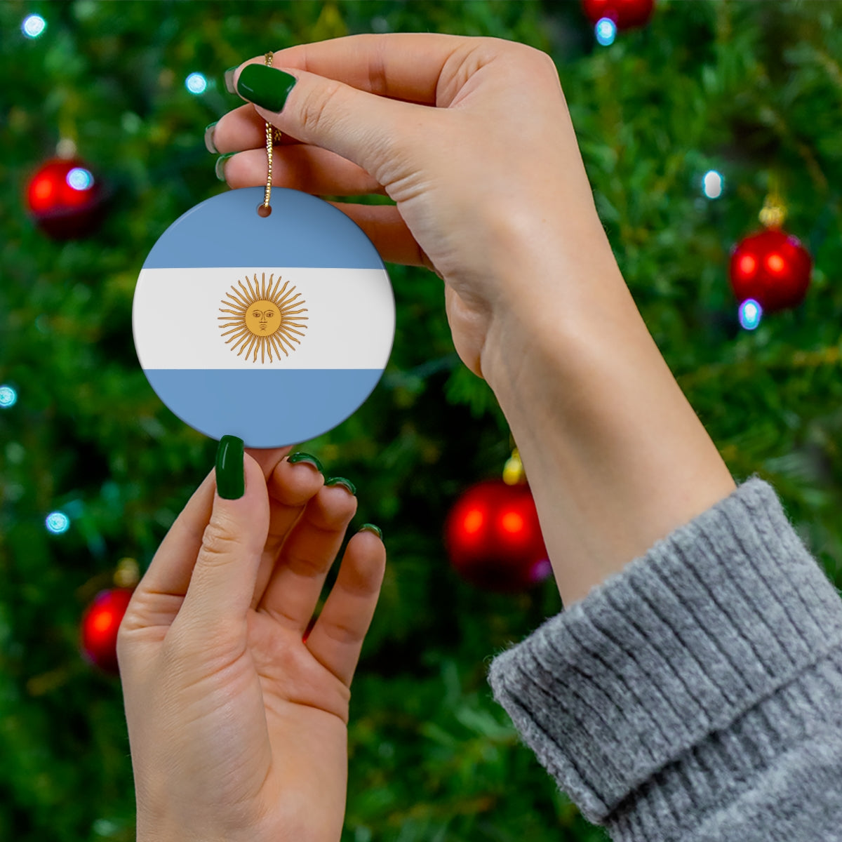 Argentina Flag Ceramic Ornaments | Argentinian Christmas Tree