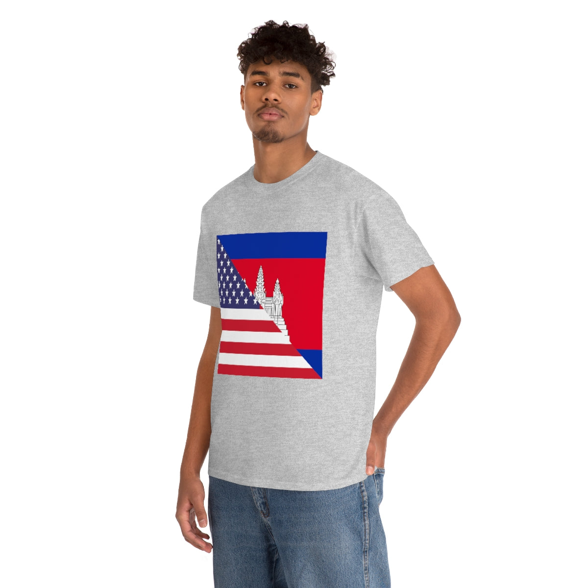 Cambodian American Flag Half Cambodia USA T-Shirt | Unisex Tee Shirt