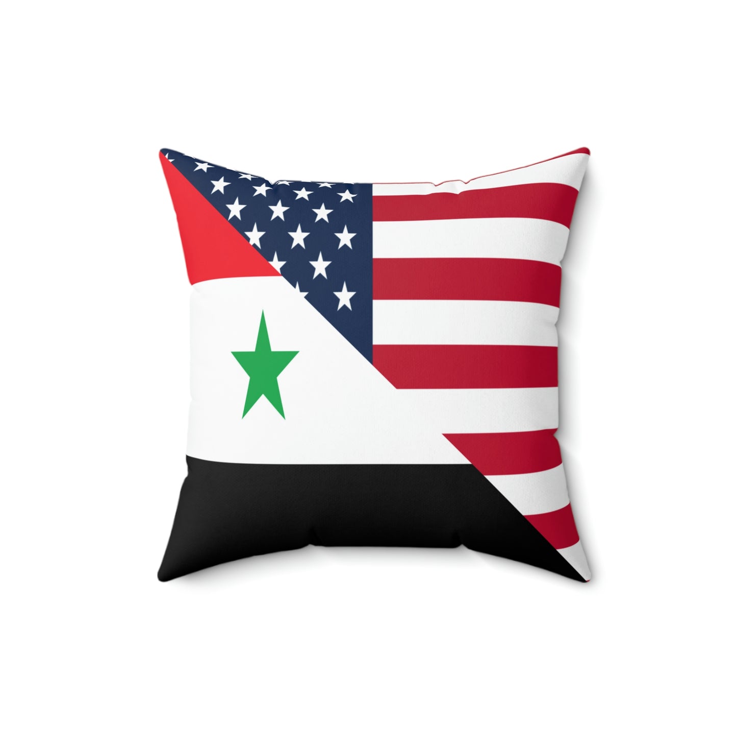 Syrian American Flag Half Syria USA Spun Polyester Square Pillow