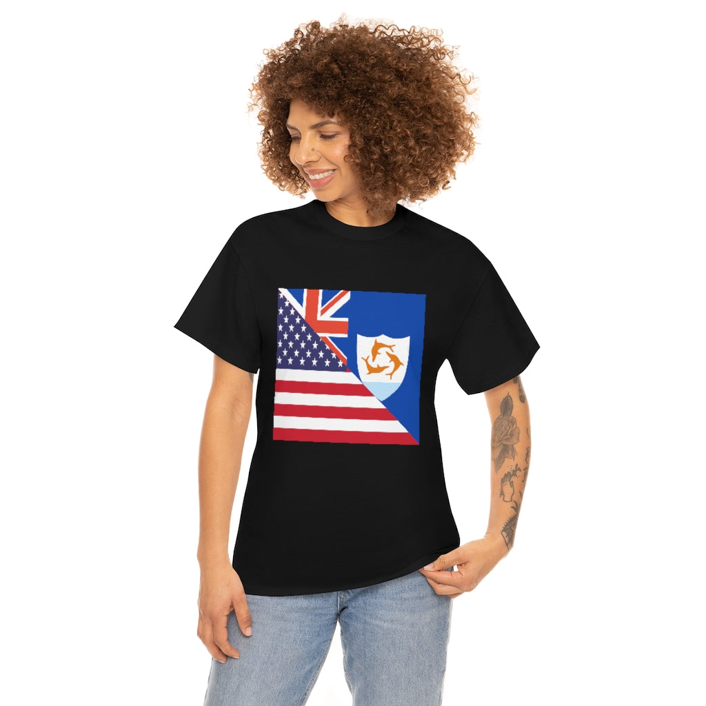 Anguillan American Flag Tee Shirt | Anguilla USA Tshirt