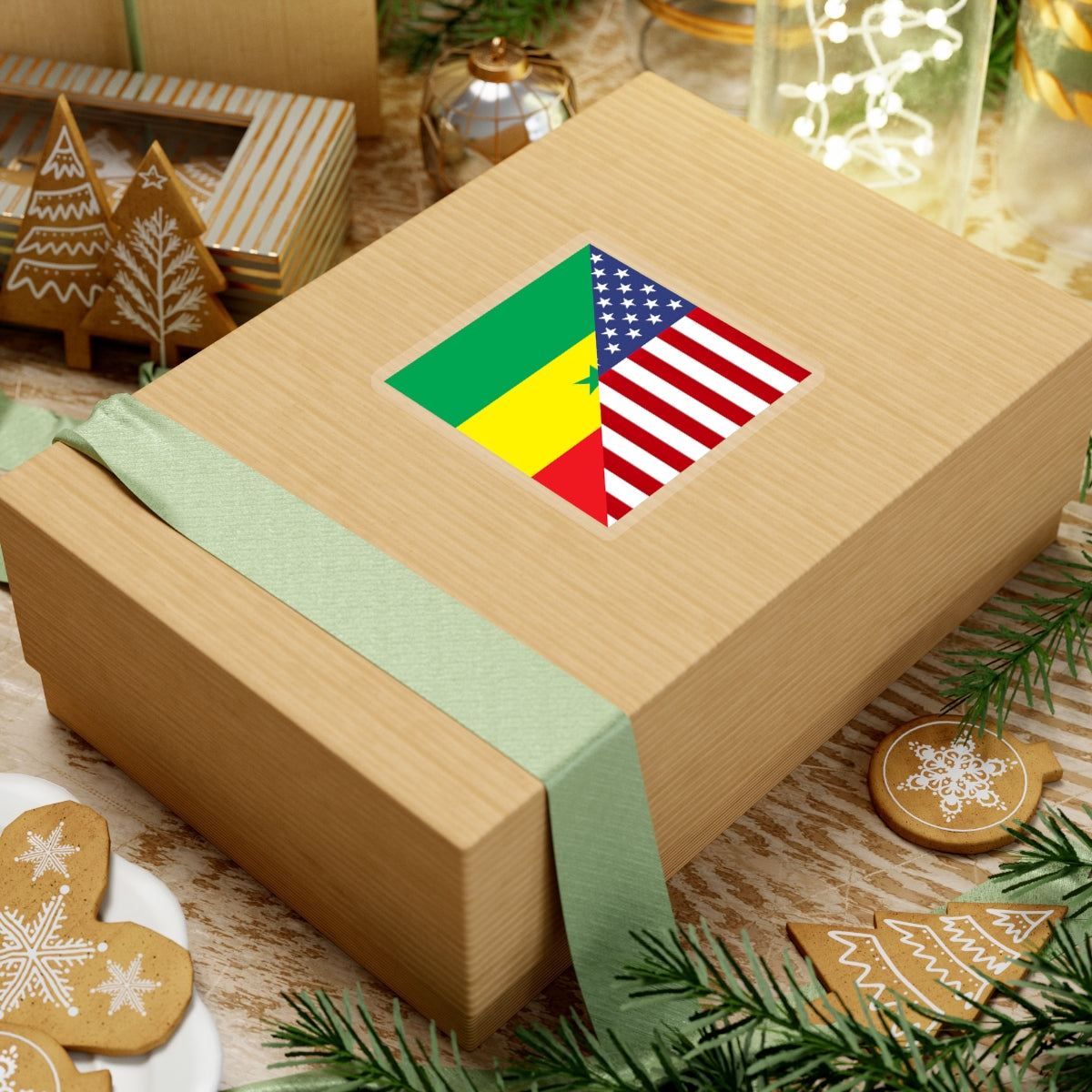 Senegal USA Flag Sticker | Senegalese American Stickers