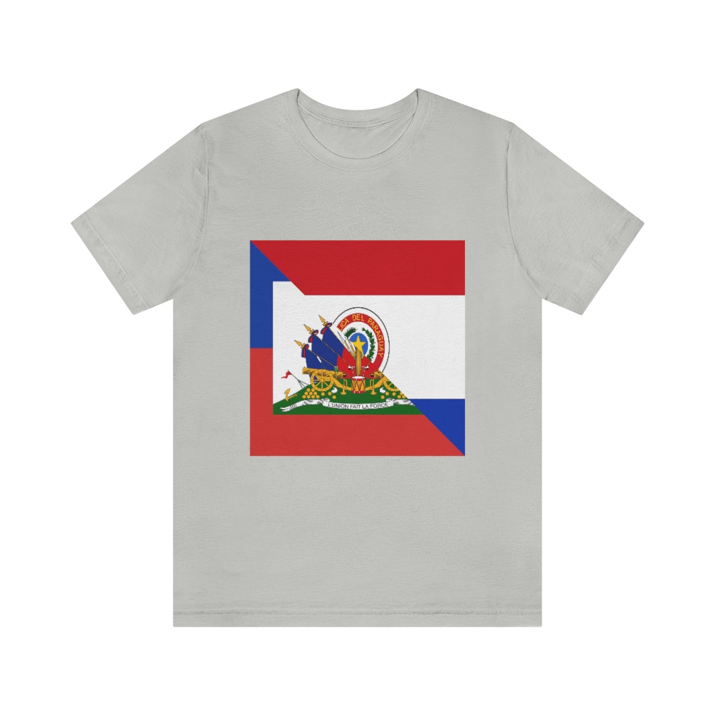 Half Haitian Paraguayan Flag Tee | Haiti Paraguay Men Women Shirt