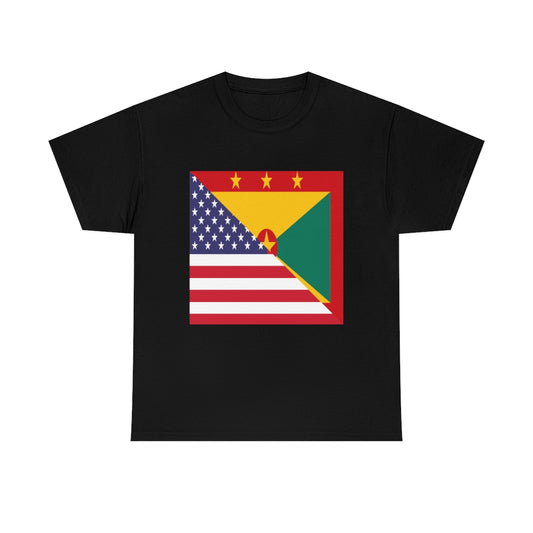 Grenadan American Flag Half Grenada USA T-Shirt | Unisex Tee Shirt