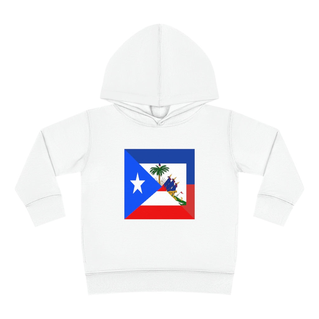 Toddler Haitian Puerto Rican Flag Pullover Fleece Hoodie | Haiti PR