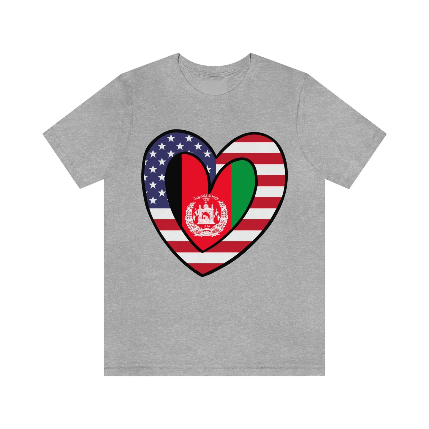 Afghan American Heart Valentines Day Gift Tee Shirt | Afghanistan USA Flag T-Shirt