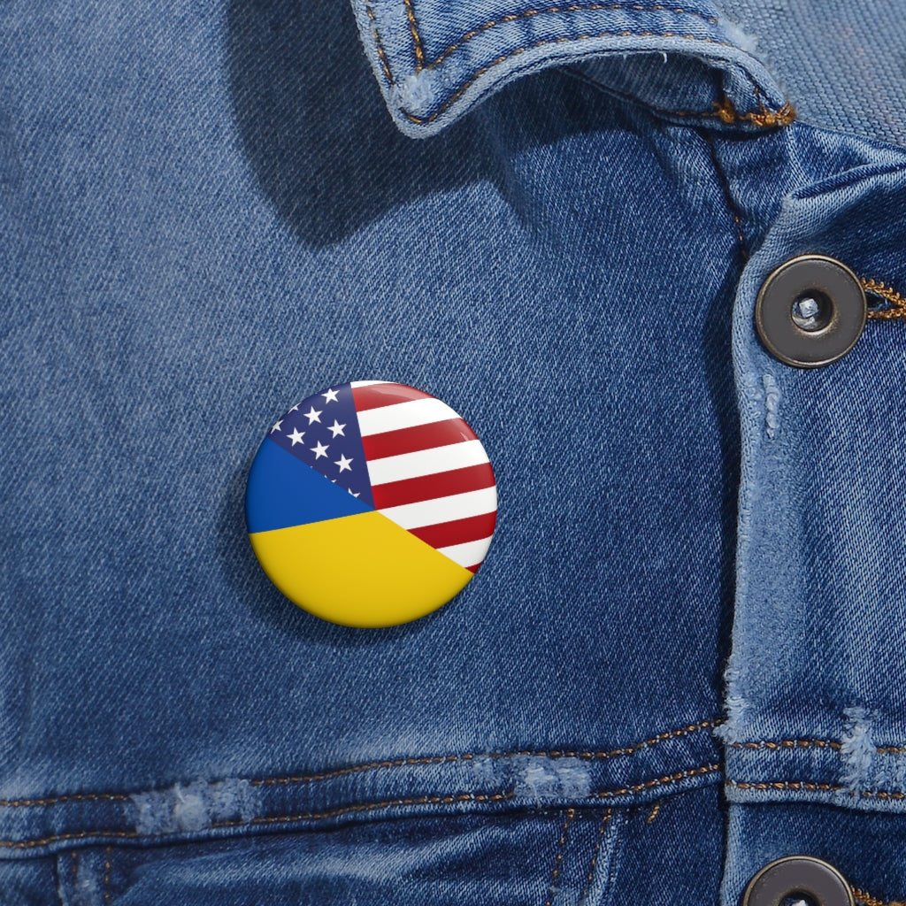 Ukraine America Flag Pin Button | USA Ukrainian American