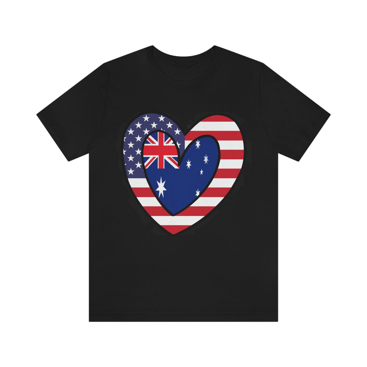 Australian American Heart Valentines Day Gift Tee Shirt | Half Australia USA Flag T-Shirt