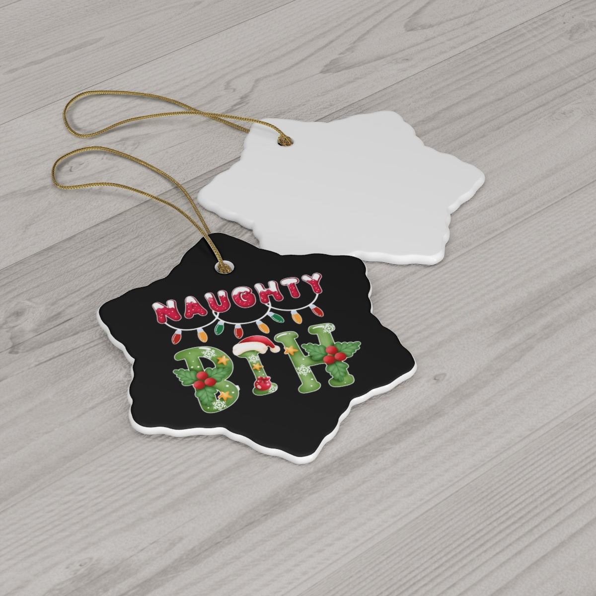 Naughty Bih Holiday Ceramic Ornaments | Not Nice Xmas Christmas Tree