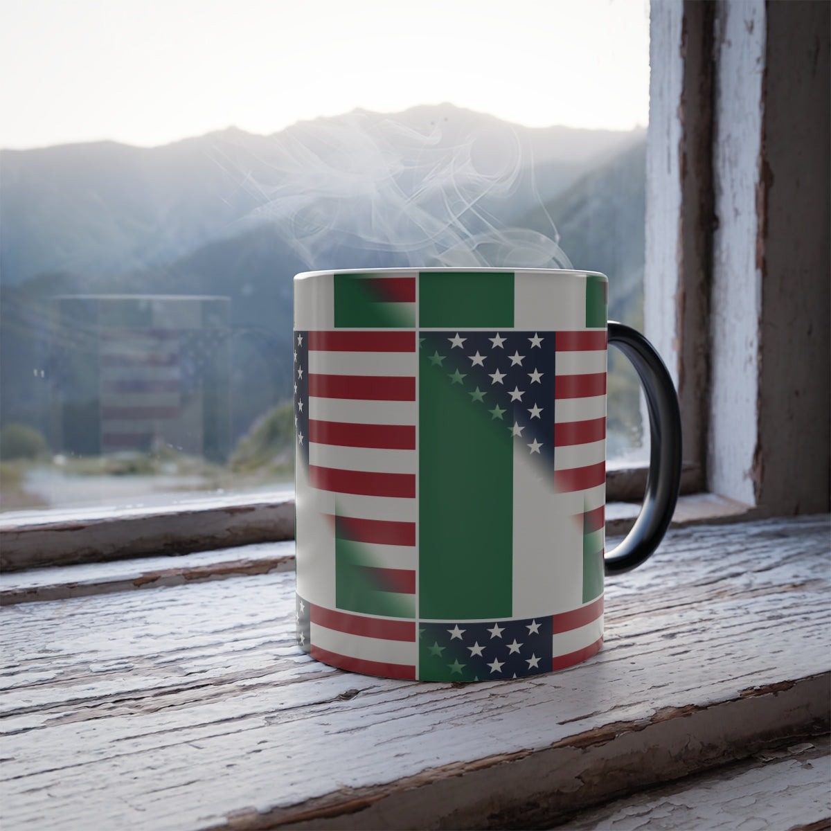 Nigerian American Flag Color Morphing Mug 11oz | Nigeria USA Cup