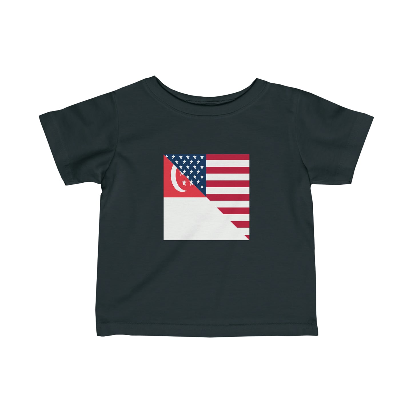 Infant Singapore American Flag Half Singaporean USA Toddler Tee Shirt