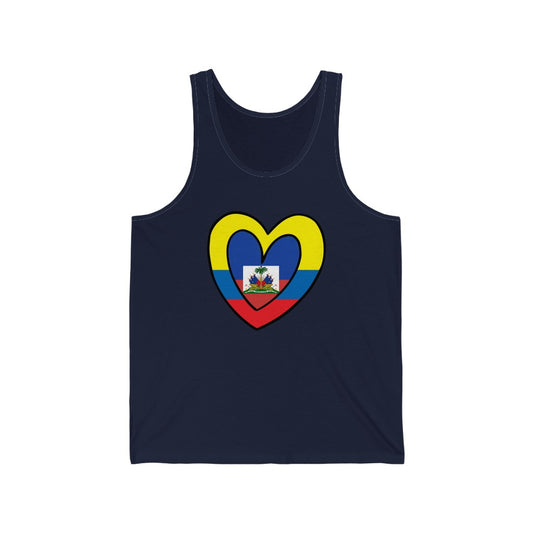 Colombian Haitian Flag Inner Heart Tank Top | Unisex Colombia Haiti