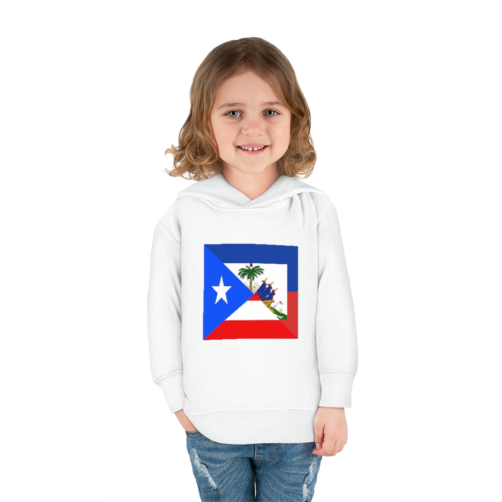 Toddler Haitian Puerto Rican Flag Pullover Fleece Hoodie | Haiti PR