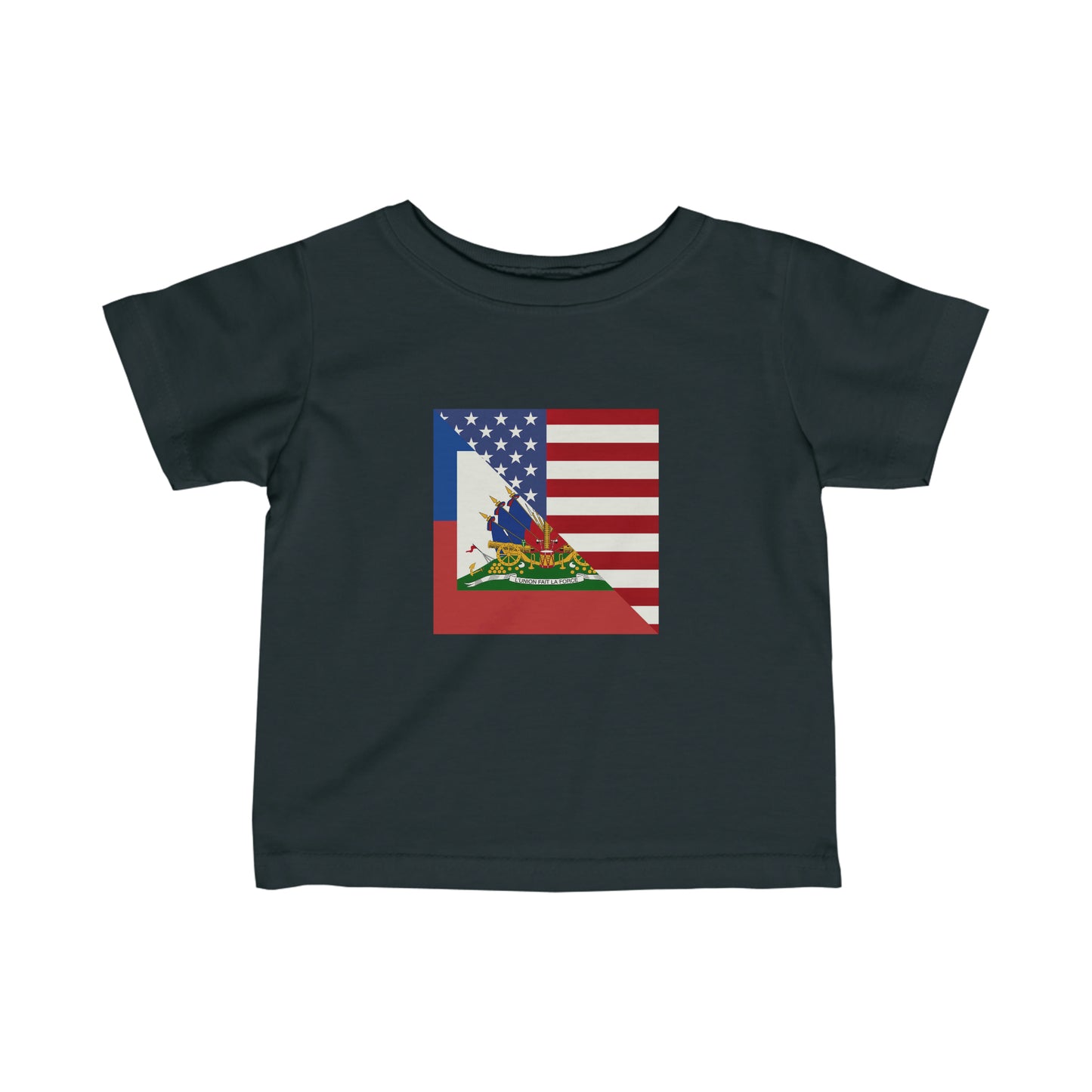 Infant Haiti America Flag | Half Haitian American Flag Ayiti Toddler Tee Shirt