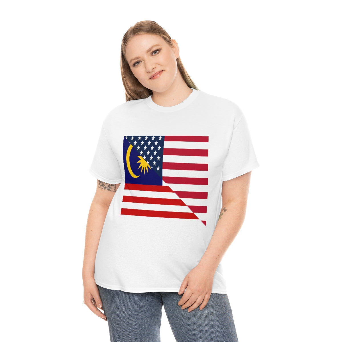 Malaysia American Flag Half Malaysian USA  T-Shirt | Unisex Tee Shirt