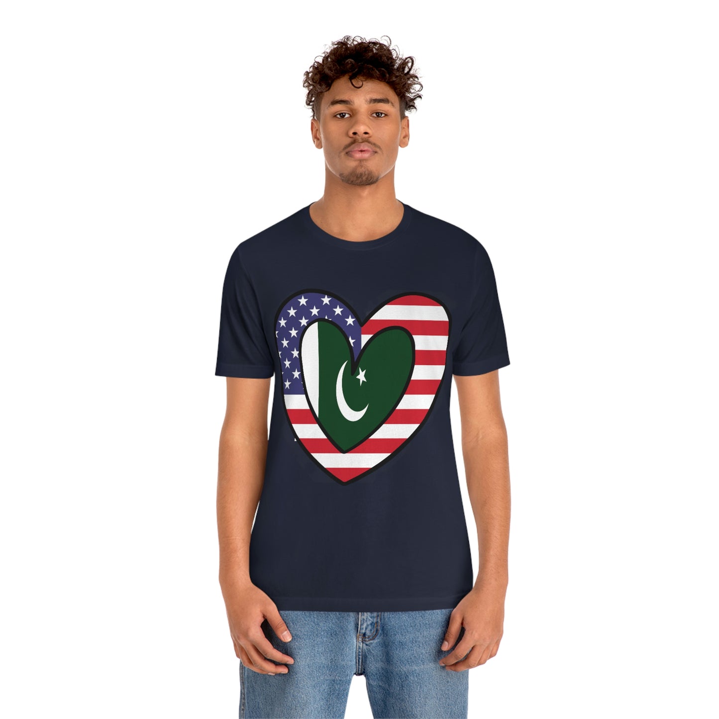 Pakistani American Heart Valentines Day Gift Tee Shirt | Half Pakistani USA Flag T-Shirt