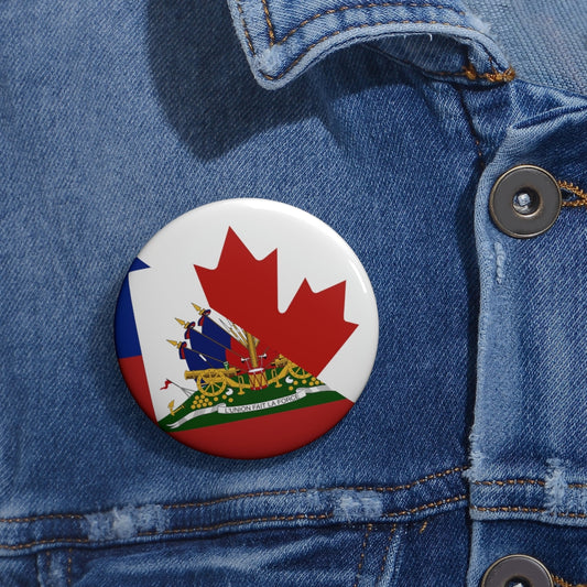 Haitian Canadian Flag Pin Button | Haiti Canada Canadien