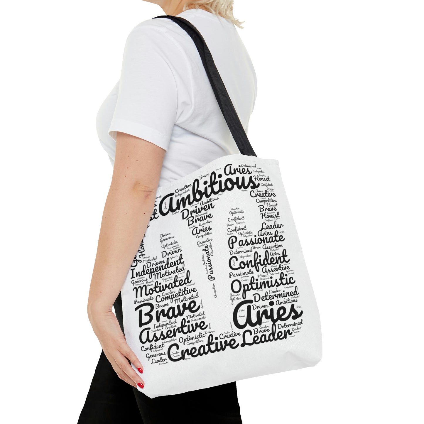 Aries Zodiac Sign Astrology Black Tote Bag | Shoulder Bag