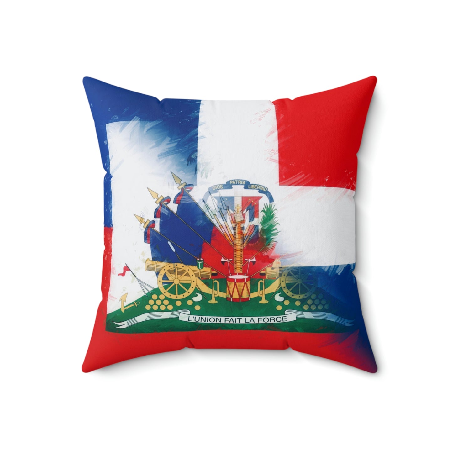 Haiti Dominican Republic Flag | Hispaniola DR Half Haitian Dominican Flag Spun Polyester Square Pillow