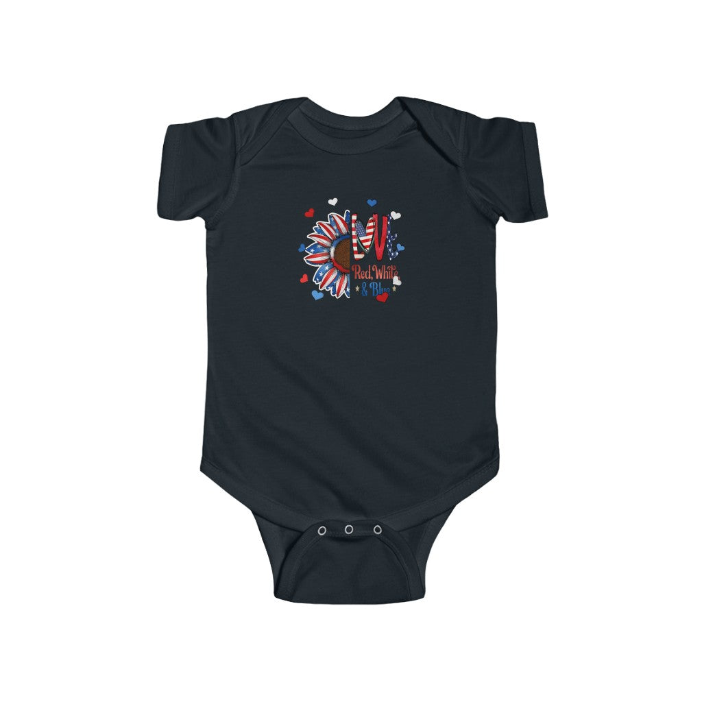 USA Flag Independence Day Baby Bodysuit | Girl Boy Red White Blue Newborn | July 4th