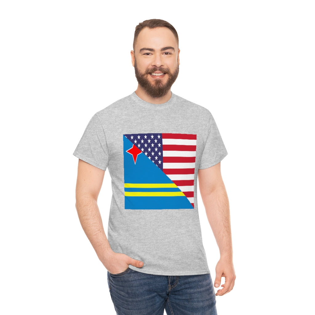 Aruban American Flag Tee Shirt | Aruba USA Tshirt