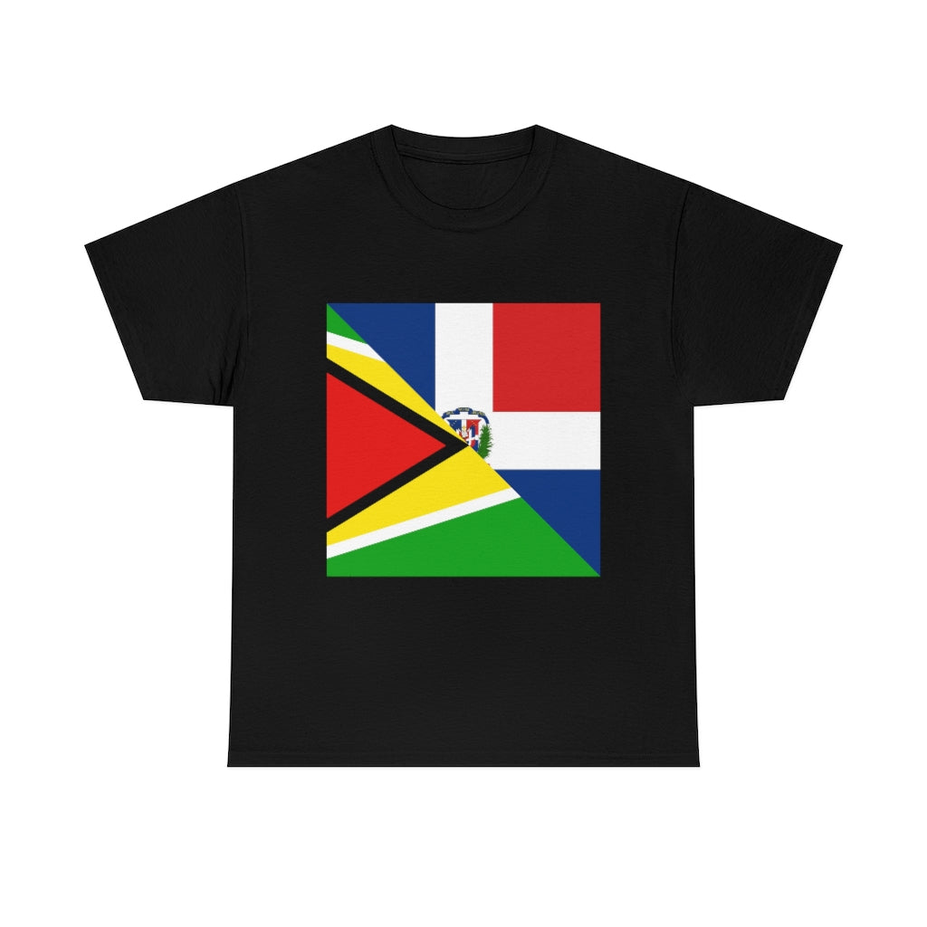 Guyanese Dominican Republic Flag Tee Shirt | Unisex Guyana DR T-shirt