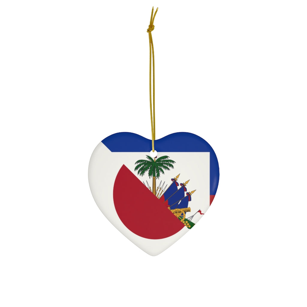 Japanese Haitian Flag Ceramic Ornaments | Japan Haiti Christmas Tree