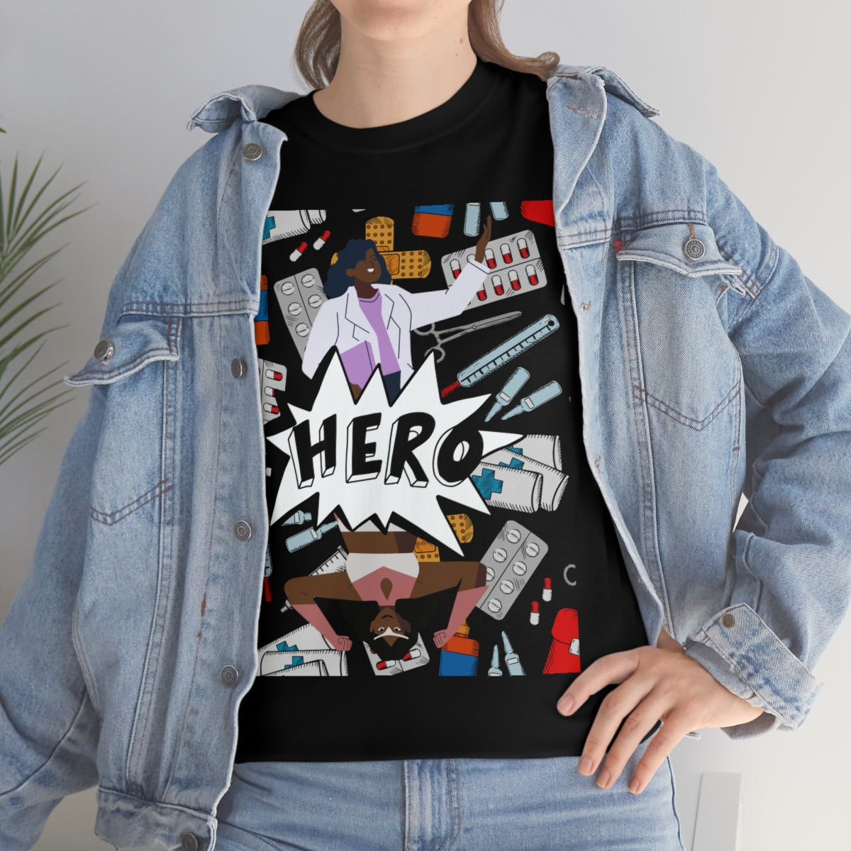 Hero Doctor Shirt | Unisex Black Woman Medical Practitioner Essential Worker T-Shirt