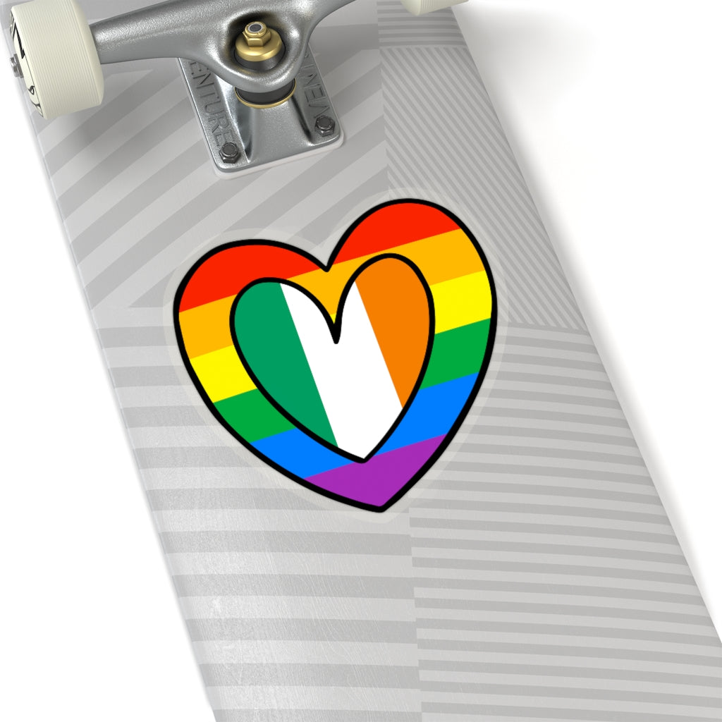 Irish Pride Rainbow Flag Heart Sticker | Ireland Pride Month Accessory