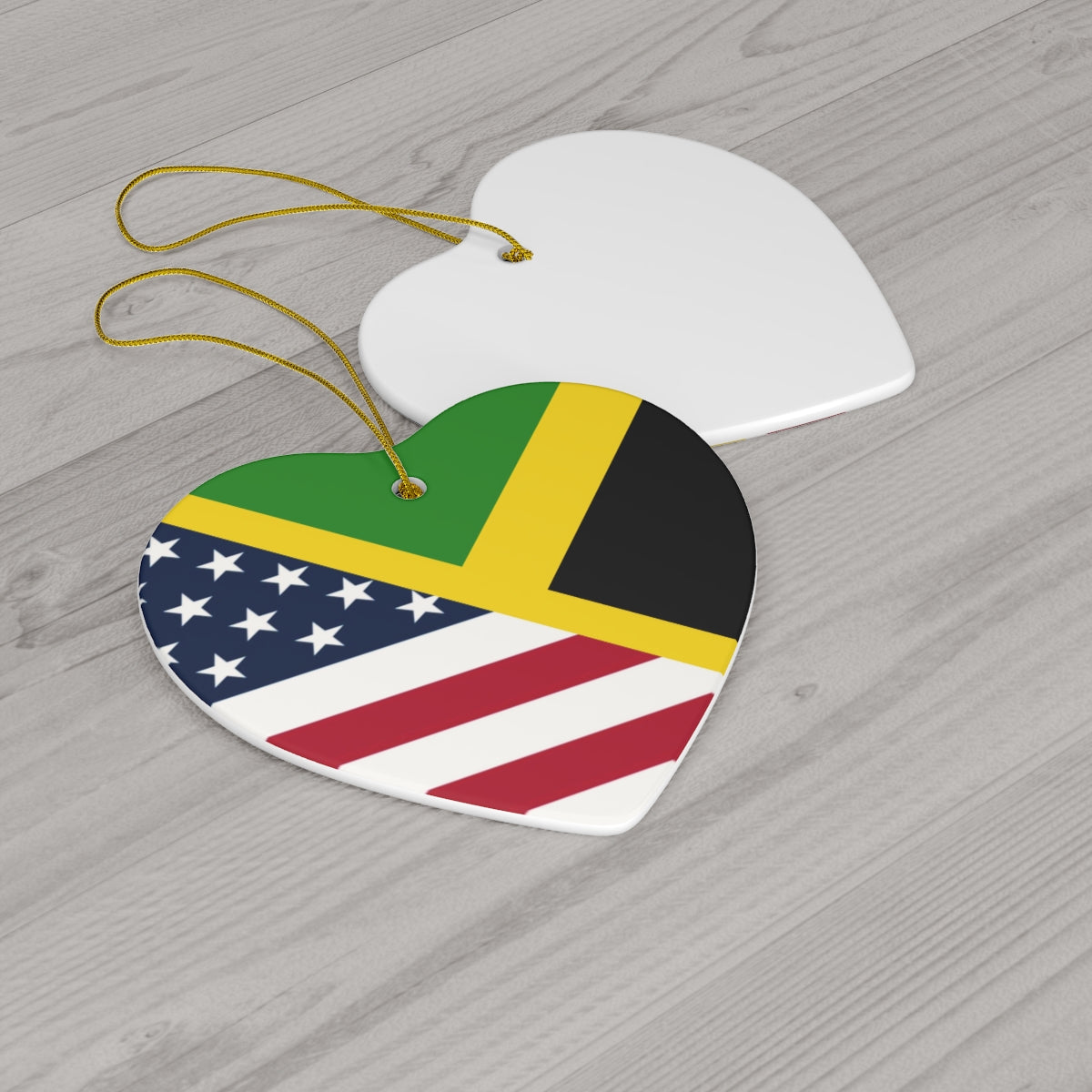 Jamaica American Flag Ceramic Ornaments | Jamaican USA Holiday Christmas Tree