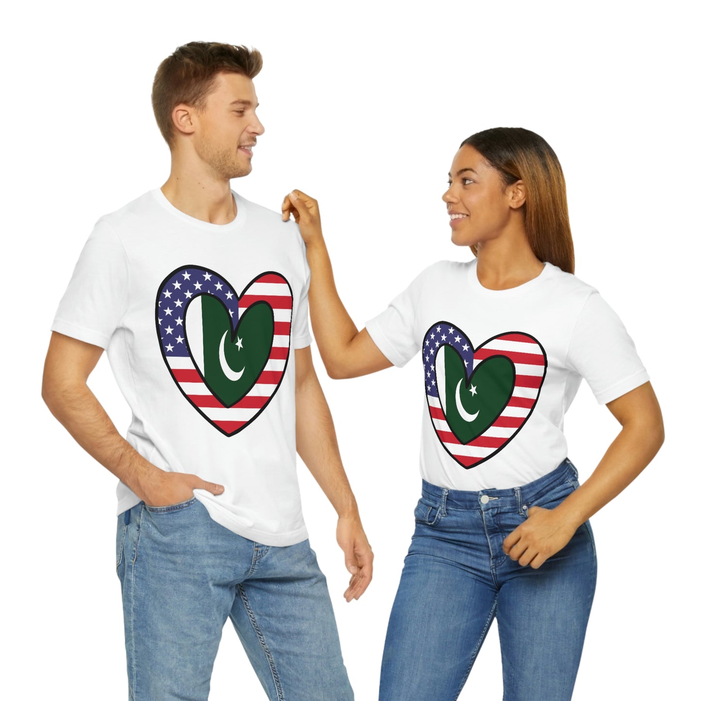 Pakistani American Heart Valentines Day Gift Tee Shirt | Half Pakistani USA Flag T-Shirt