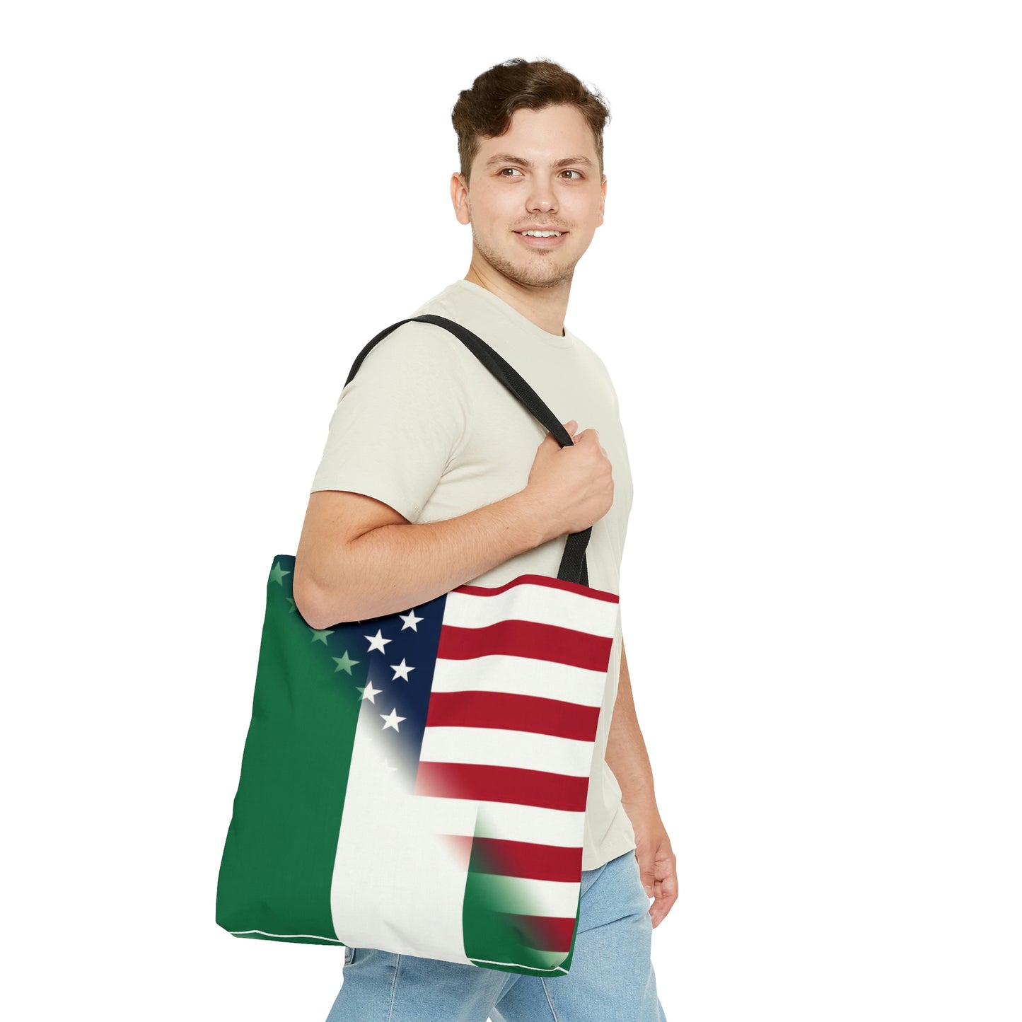 Nigeria America Flag | United States Half Nigerian Tote Bag | Shoulder Bag