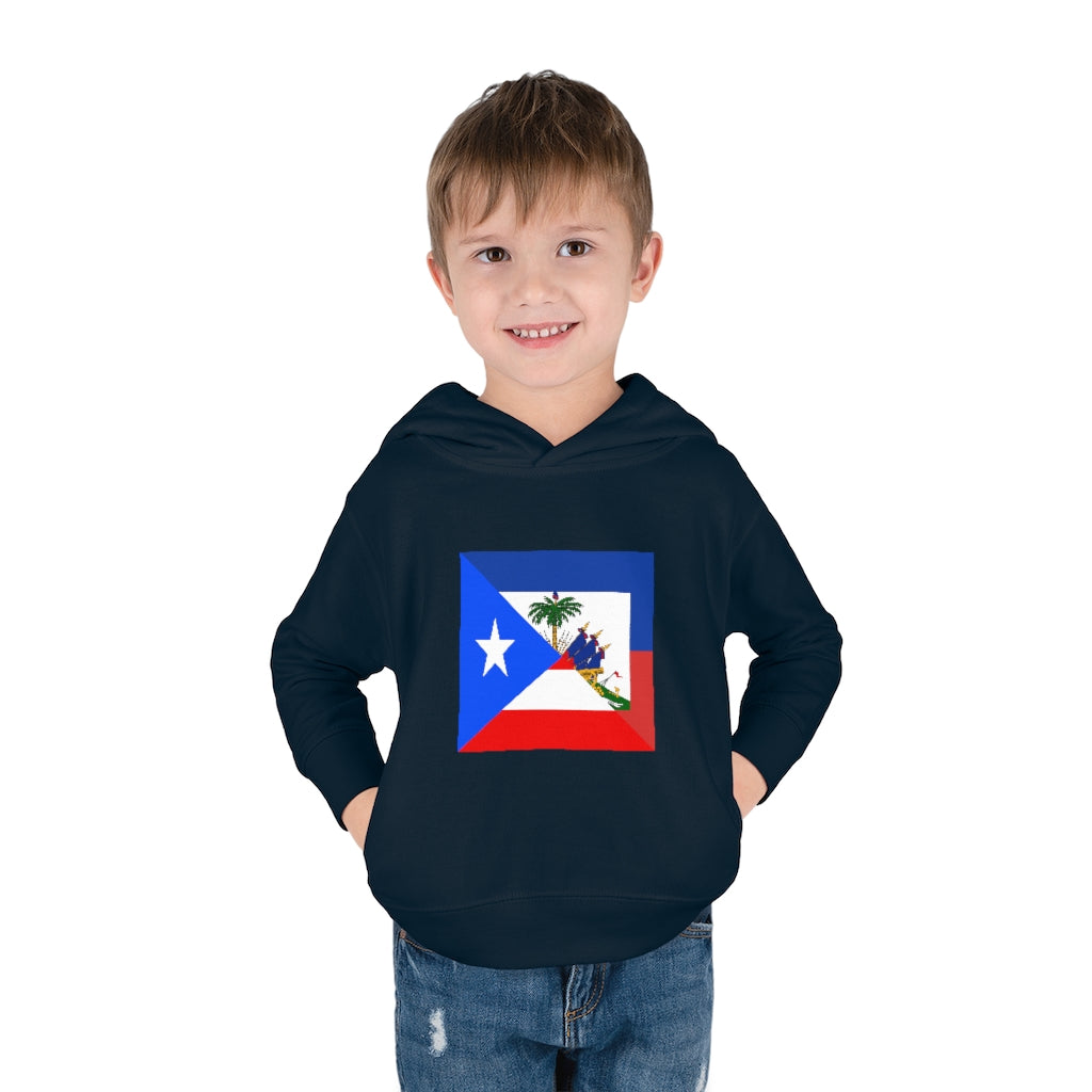 Toddler Haitian Puerto Rican Flag Pullover Fleece Hoodie | Haiti PR